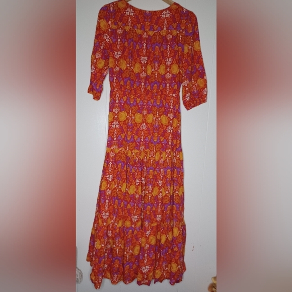 Vibrant Floral Maxi Dress in Orange and Purple - Picture 12 of 13